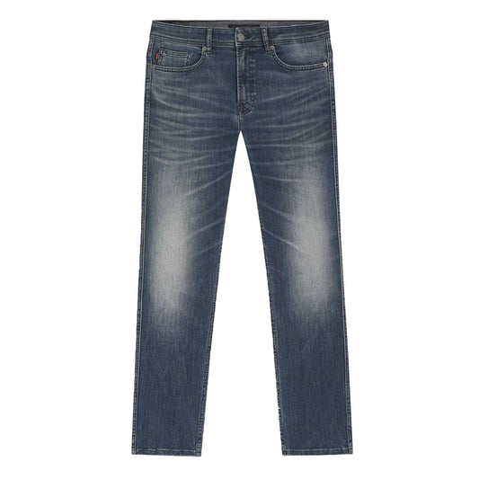 Navy - Front - Boss Mens Delaware Denim Slim Mid Rise Jeans
