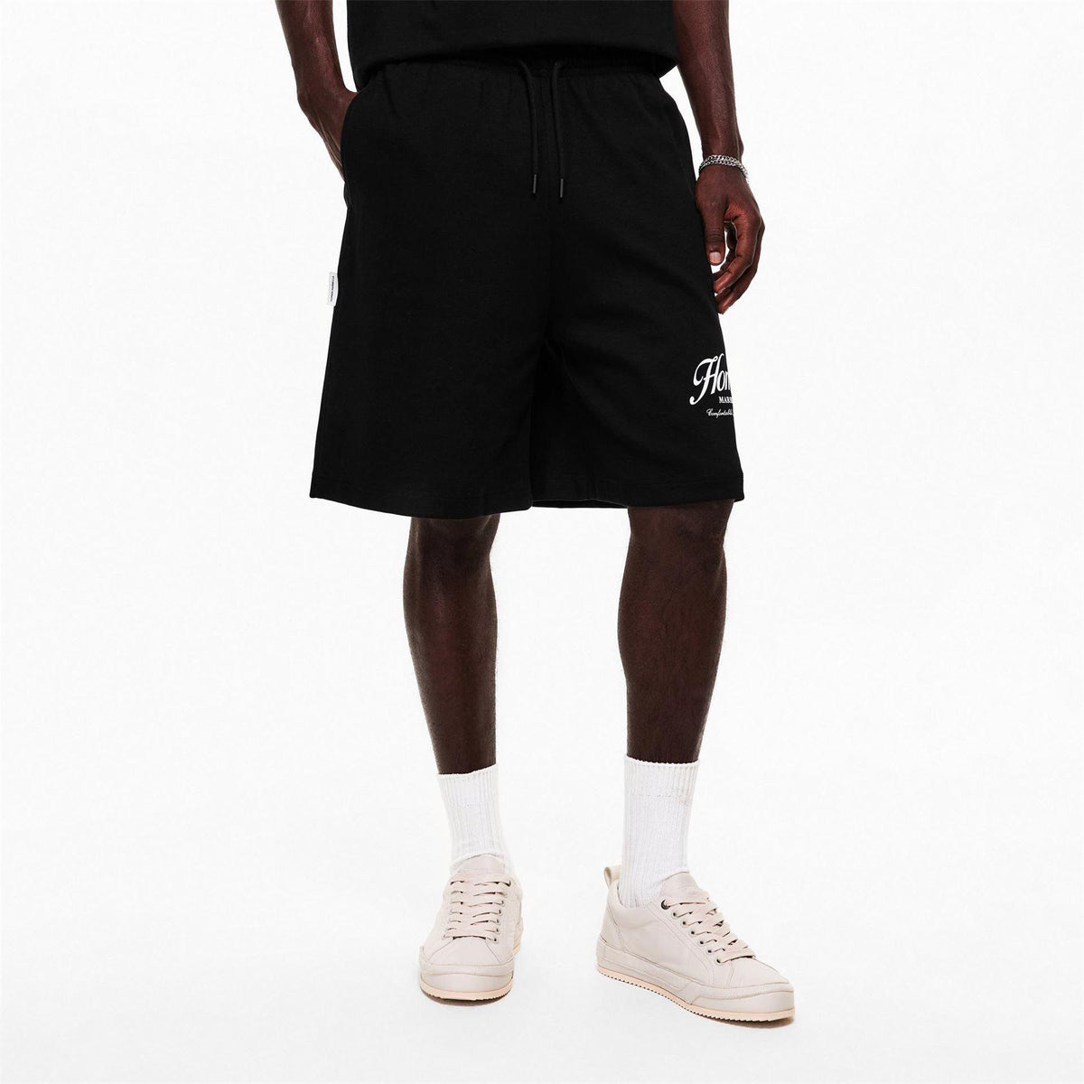 Black - Lifestyle - Homies Marbella Mens Essentials Logo Shorts