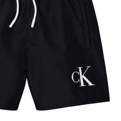 Black - Side - Calvin Klein Boys Logo Swim Shorts