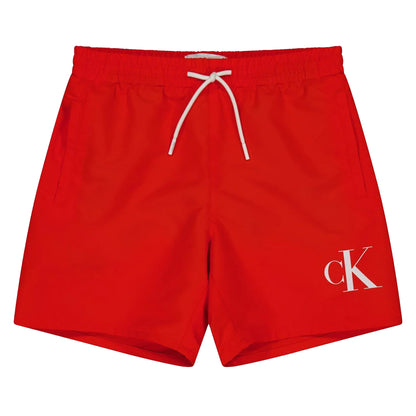 Orange - Front - Calvin Klein Boys Logo Swim Shorts