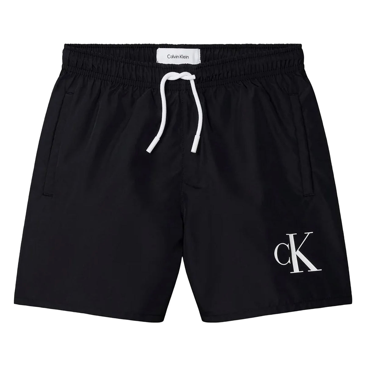 Black - Front - Calvin Klein Boys Logo Swim Shorts