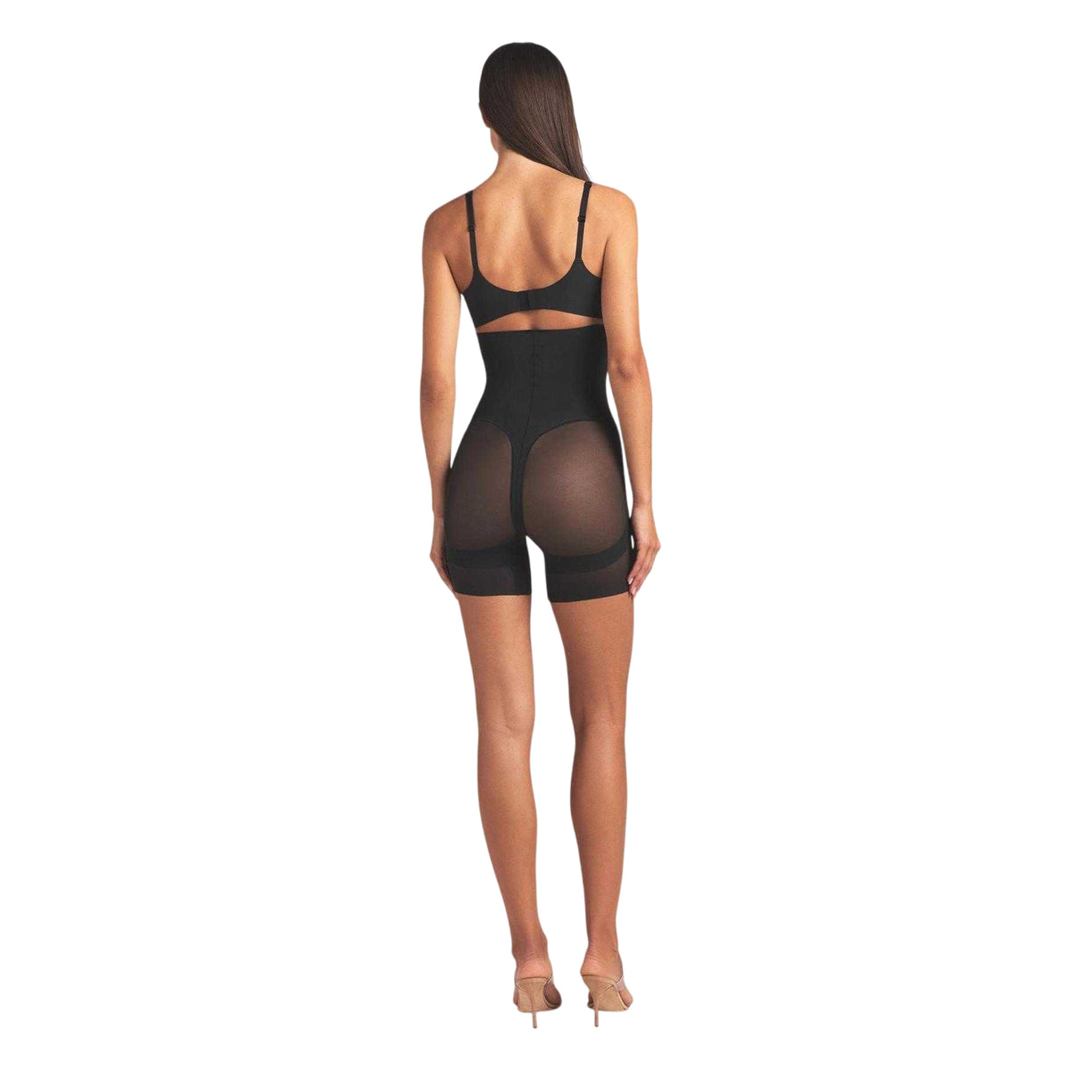 Onyx - Side - Skims Womens-Ladies Mesh Panel Mid Thigh Shapewear Shorts
