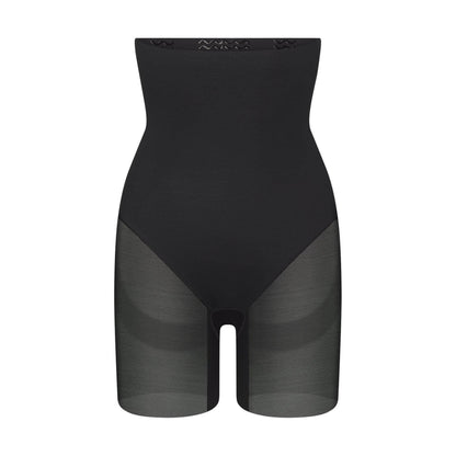 Onyx - Front - Skims Womens-Ladies Mesh Panel Mid Thigh Shapewear Shorts