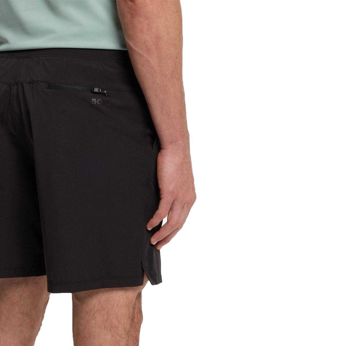Black - Side - Boss Mens Activemove2 Water Repellent Running Shorts