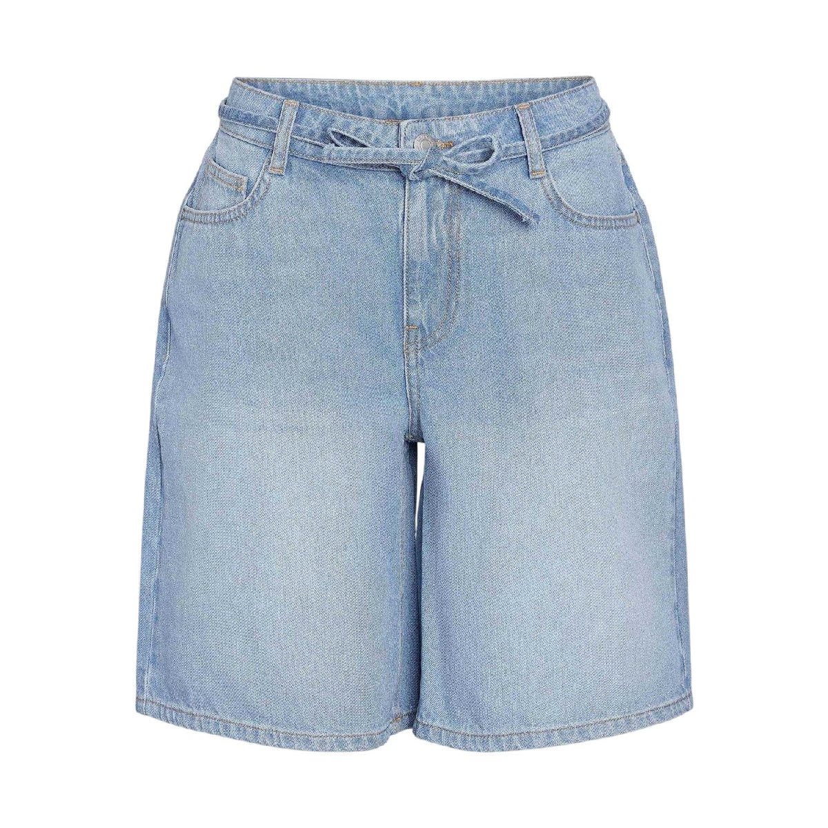 Light Blue - Front - Noisy May Womens-Ladies Denim Loose Fit Shorts