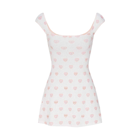 Snow - Front - Skims Womens-Ladies Hearts Pointelle Mini Dress