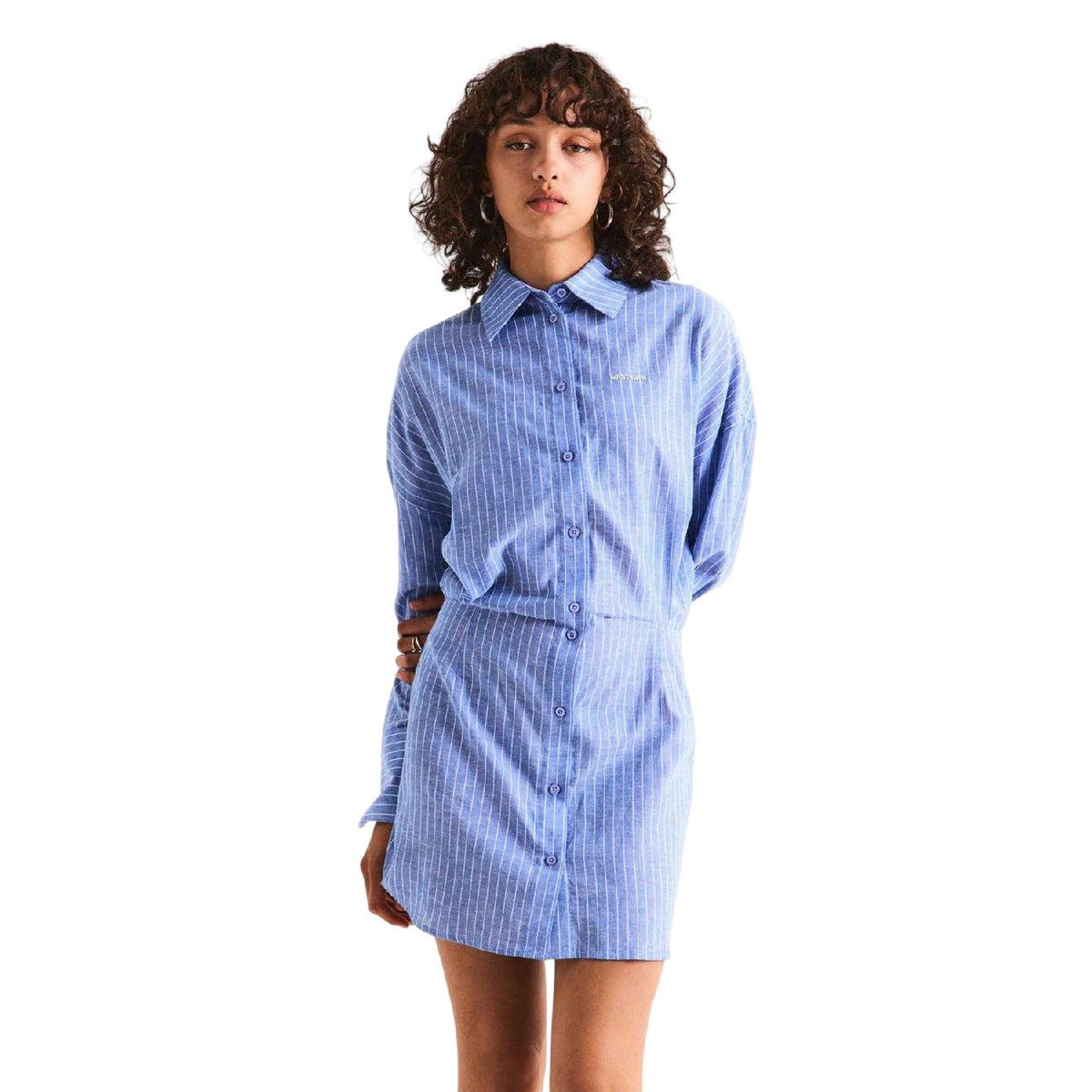 Blue - Lifestyle - WRSTBHVR Womens-Ladies Striped Shirt Dress