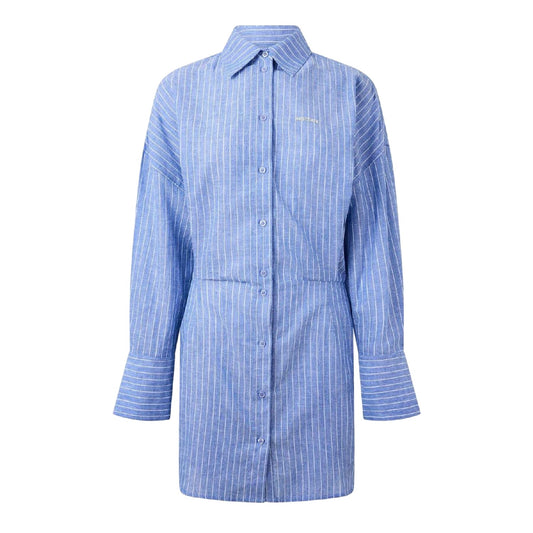 Blue - Front - WRSTBHVR Womens-Ladies Striped Shirt Dress