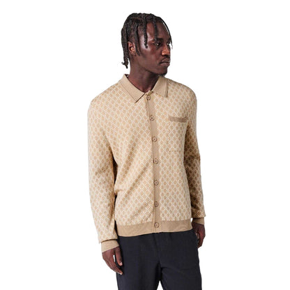 Beige - Lifestyle - Belier Mens Textured Cardigan