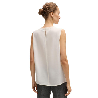 White - Back - Boss Womens-Ladies Bemiula Pleated Sleeveless Blouse