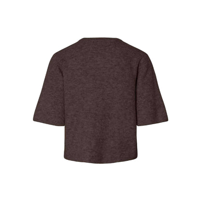 Hot Fudge - Back - Pieces Womens-Ladies Rib Knit Relaxed Fit Short-Sleeved Cardigan