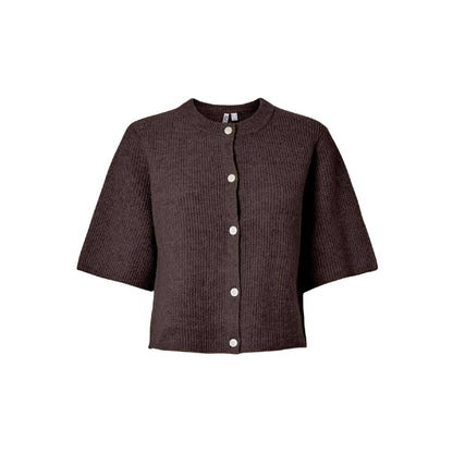 Hot Fudge - Front - Pieces Womens-Ladies Rib Knit Relaxed Fit Short-Sleeved Cardigan