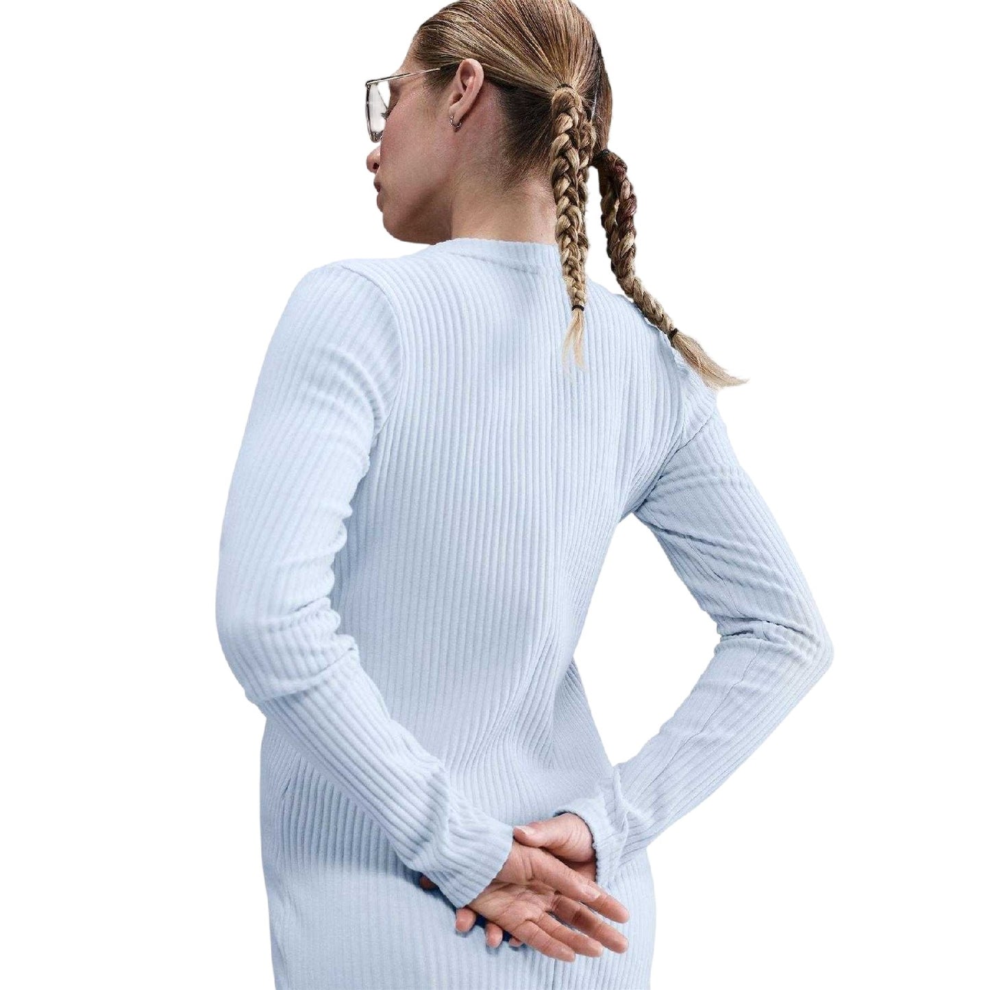 Blue Tint-Blue - Back - Nike Womens-Ladies Stitched Ribbed V Neck Cardigan