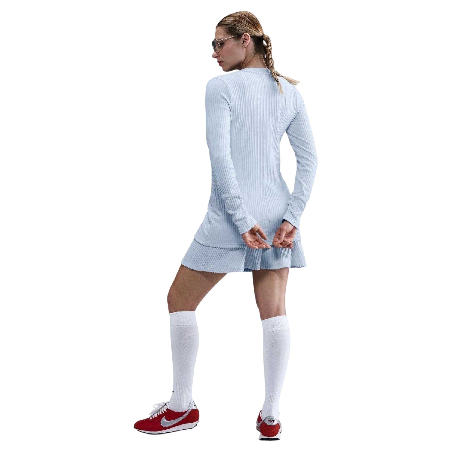Blue Tint-Blue - Side - Nike Womens-Ladies Stitched Ribbed V Neck Cardigan