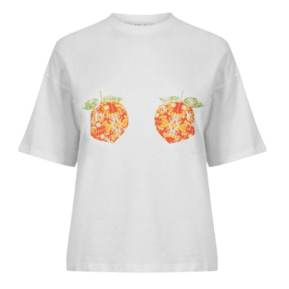 White - Front - Never Fully Dressed Womens-Ladies Peach Boxy T-Shirt