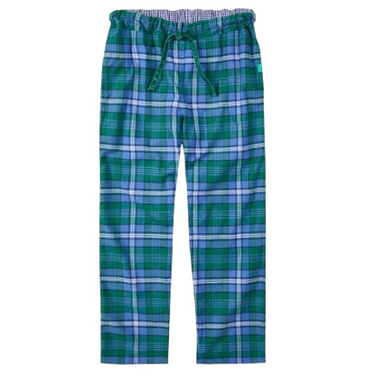 Sea Green - Front - Loungers Mens Brushed Cotton Check Plaid Pyjama Bottoms