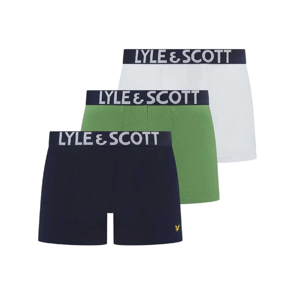 Green-White-Blue - Front - Lyle & Scott Mens Daniel Fitted Boxer Shorts (Pack of 3)