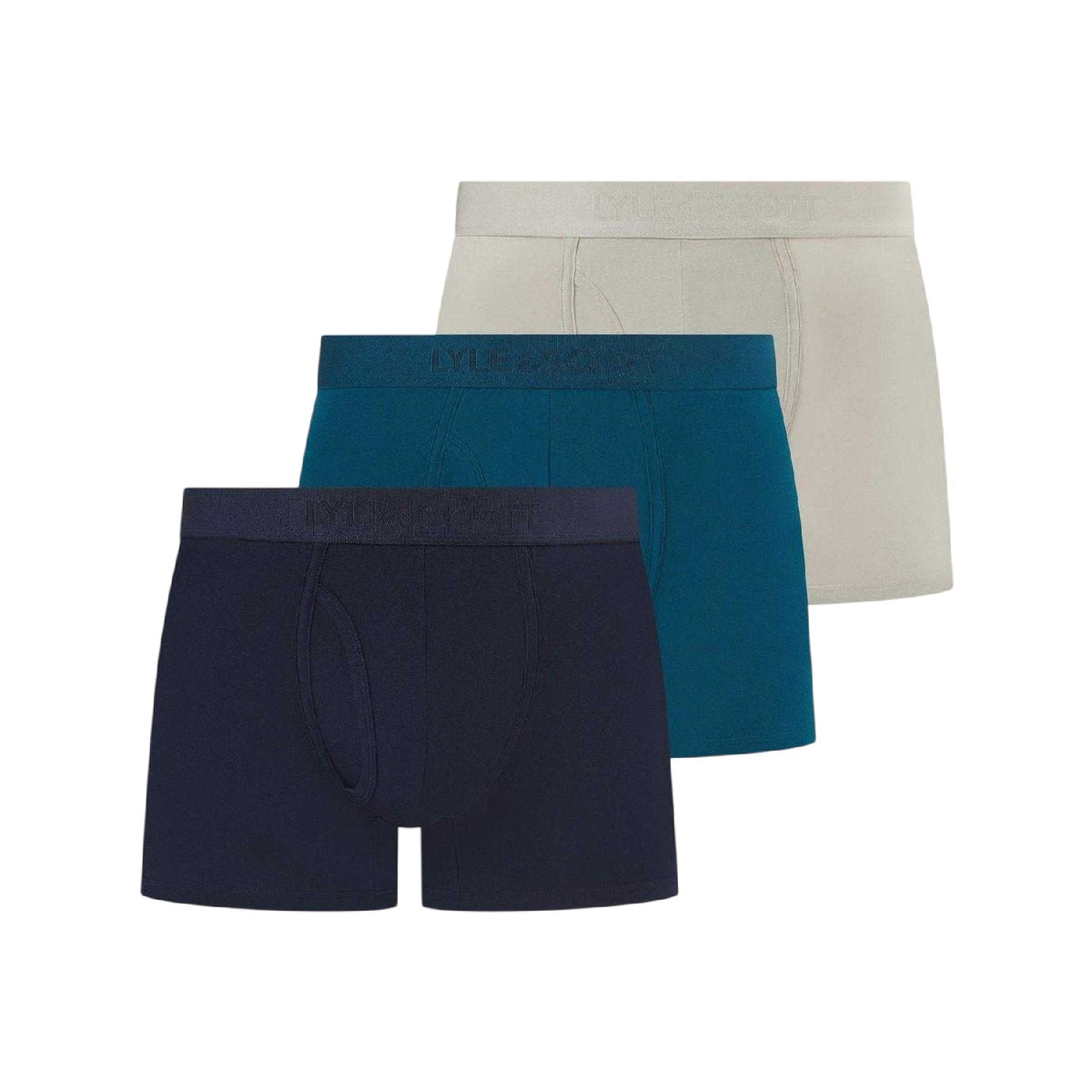 Blue-Multicoloured - Front - Lyle & Scott Mens Sutherland Mid Rise Underwear (Pack of 3)