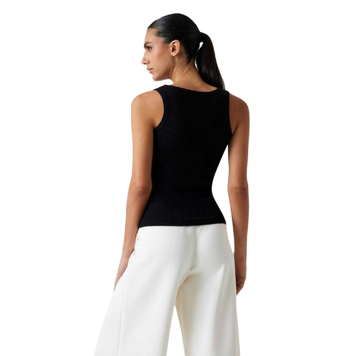 Jet Black - Back - Guess Womens-Ladies Colette Fitted Tank Top