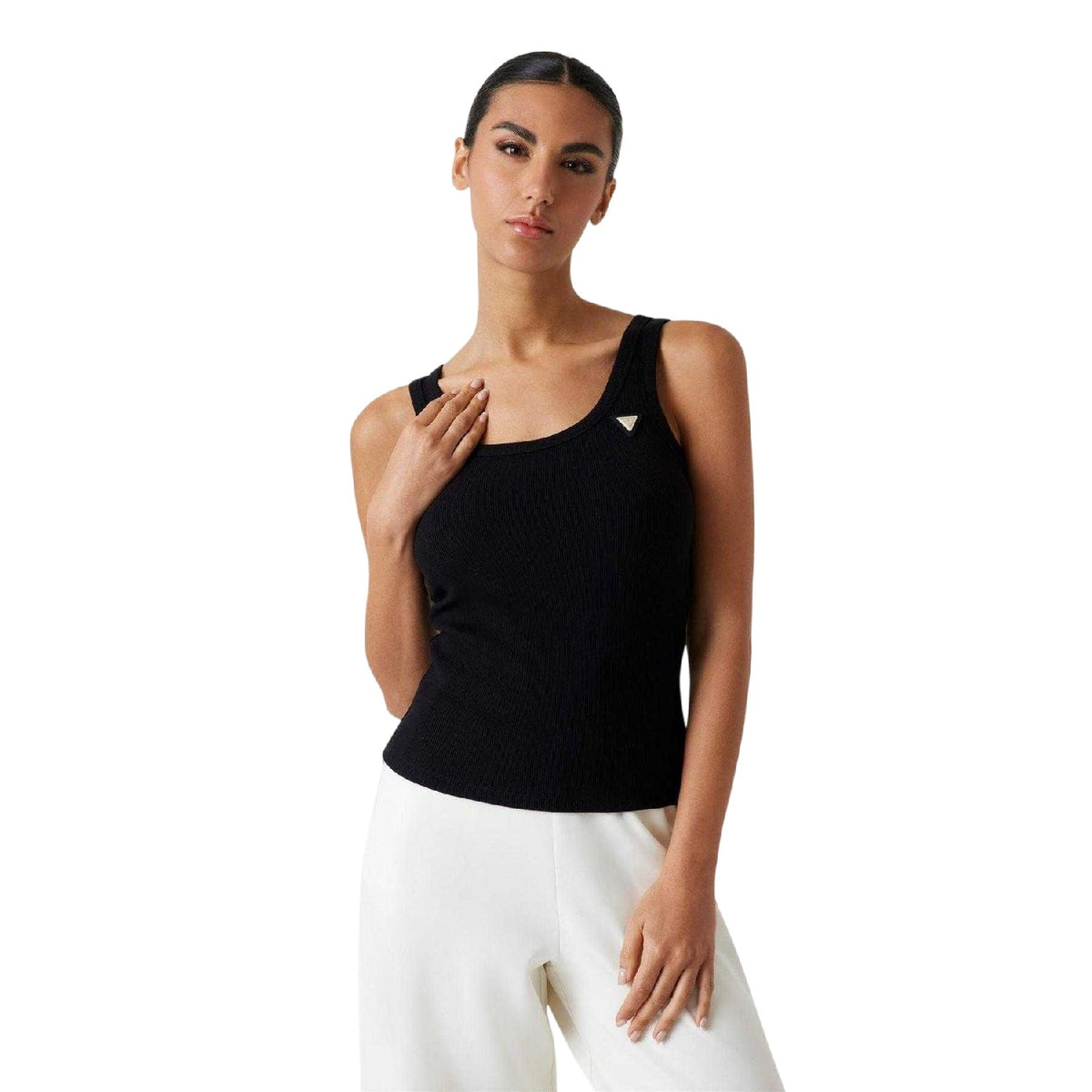 Jet Black - Side - Guess Womens-Ladies Colette Fitted Tank Top