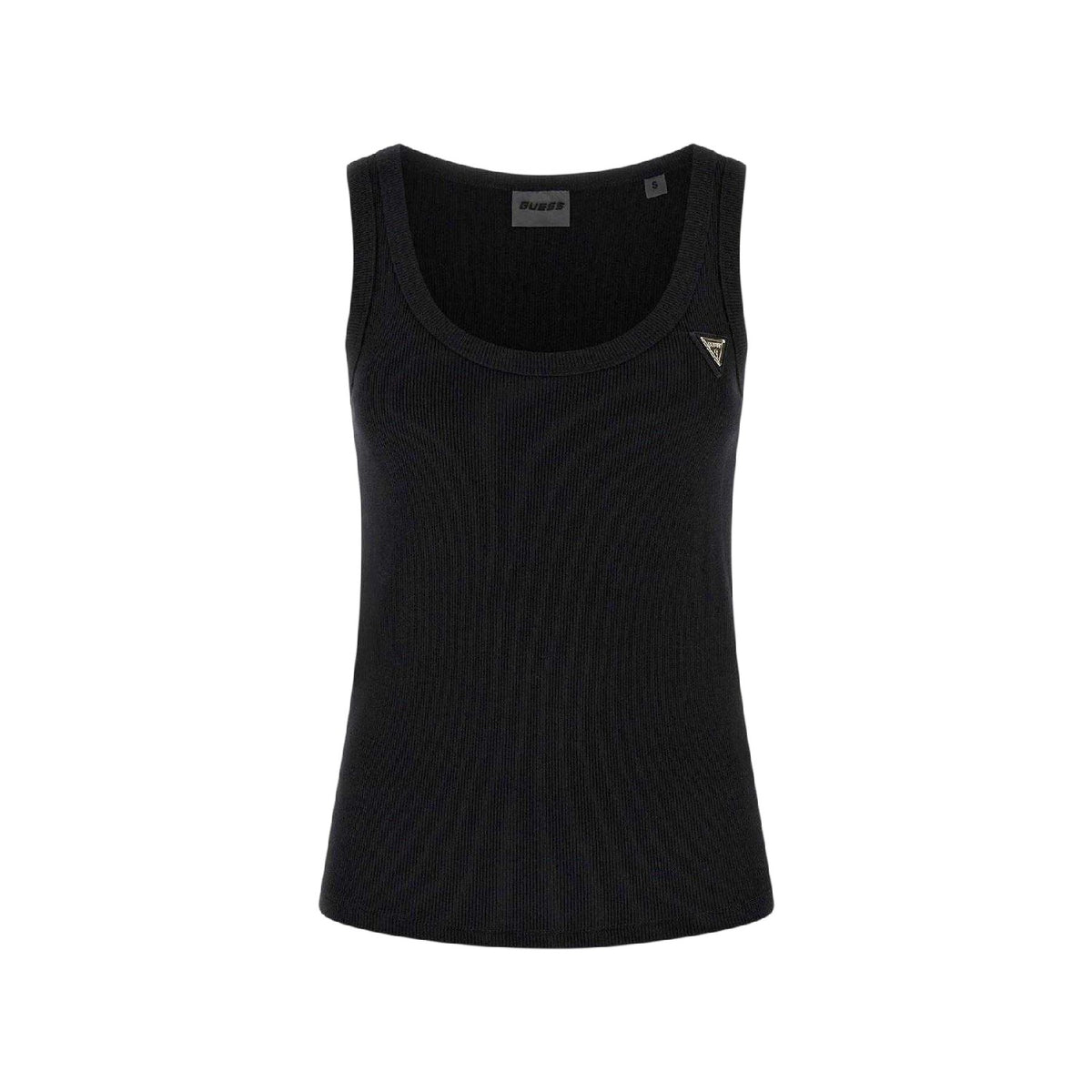 Jet Black - Front - Guess Womens-Ladies Colette Fitted Tank Top