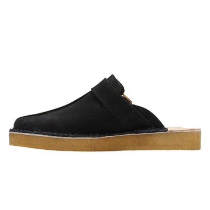 Black - Side - Clarks Originals Mens Trek Suede Open Back Mules
