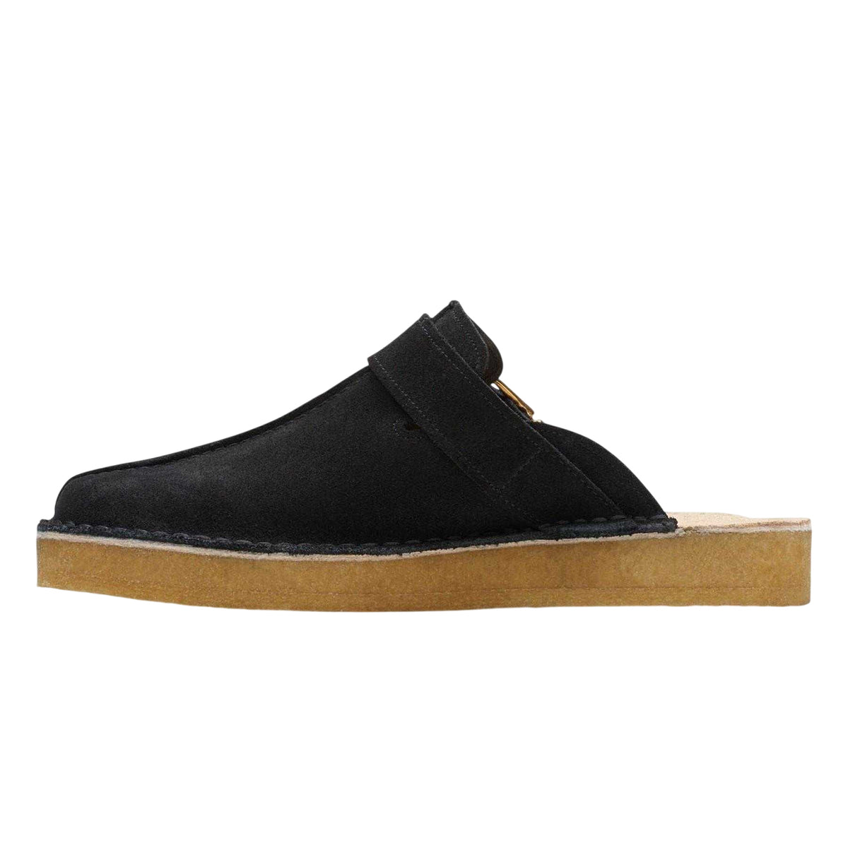 Black - Side - Clarks Originals Mens Trek Suede Open Back Mules