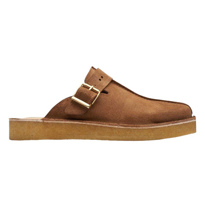 Brown - Front - Clarks Originals Mens Trek Suede Open Back Mules