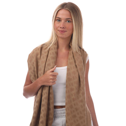 Beige - Back - Hugo Boss Womens-Ladies Ylona Wool Blend Scarf