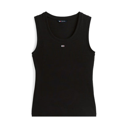 Black - Front - Tommy Jeans Womens-Ladies Cotton Tank Top
