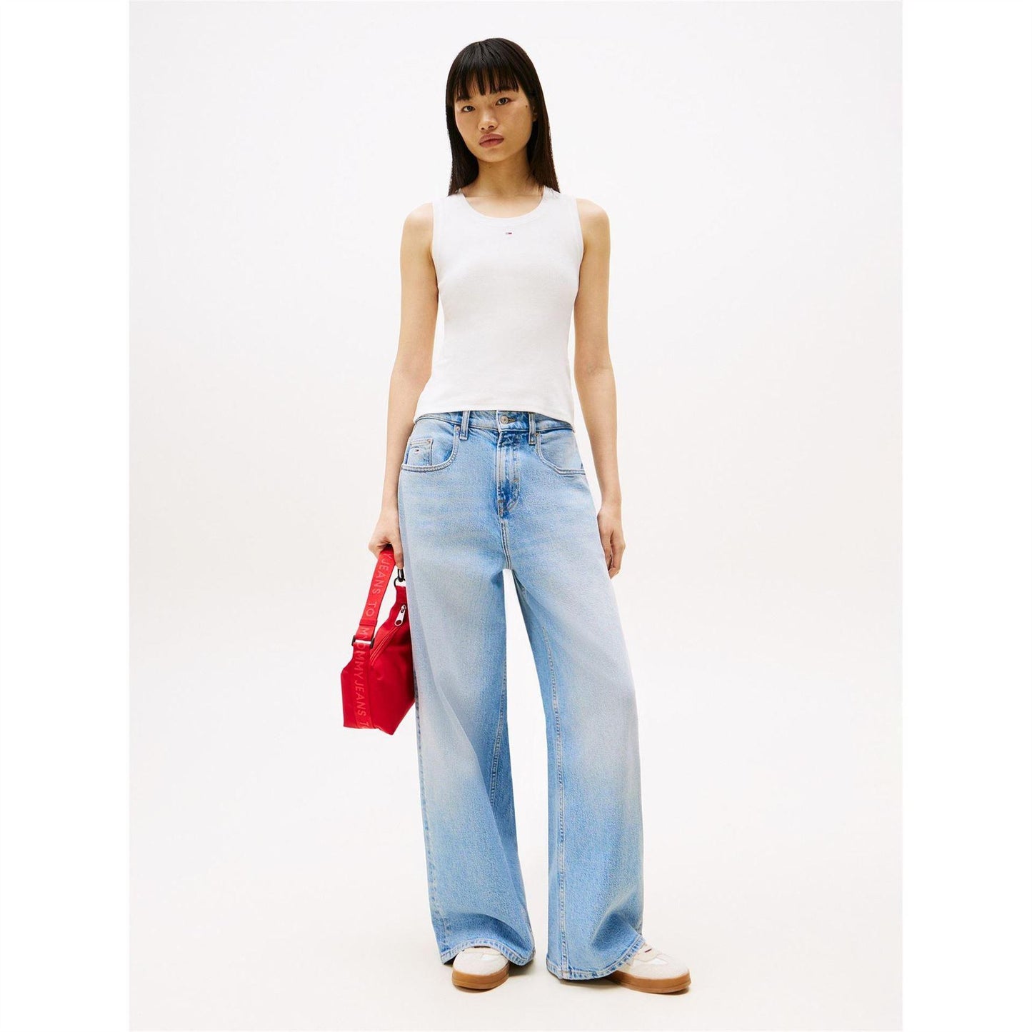 Ecru - Lifestyle - Tommy Jeans Womens-Ladies Cotton Tank Top
