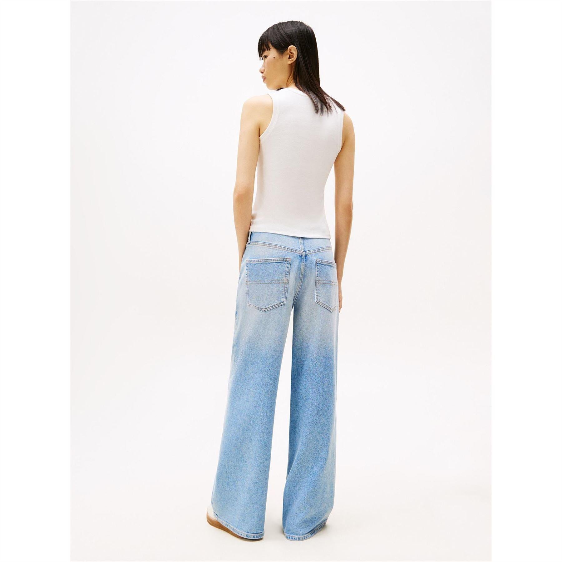 Ecru - Pack Shot - Tommy Jeans Womens-Ladies Cotton Tank Top