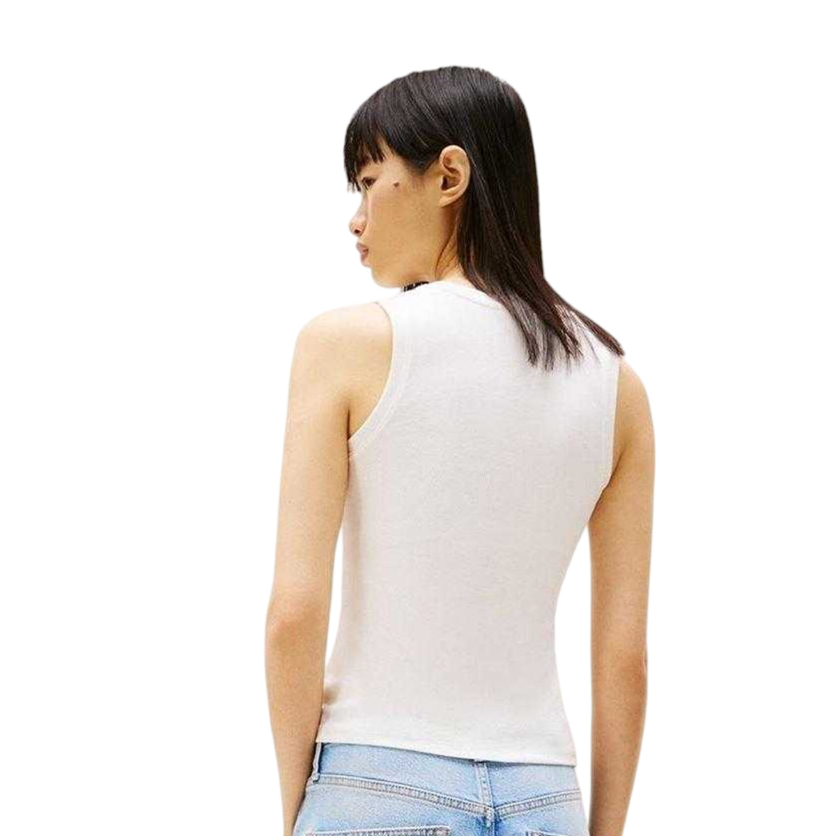 Ecru - Back - Tommy Jeans Womens-Ladies Cotton Tank Top