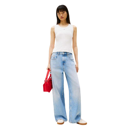 Ecru - Lifestyle - Tommy Jeans Womens-Ladies Cotton Tank Top