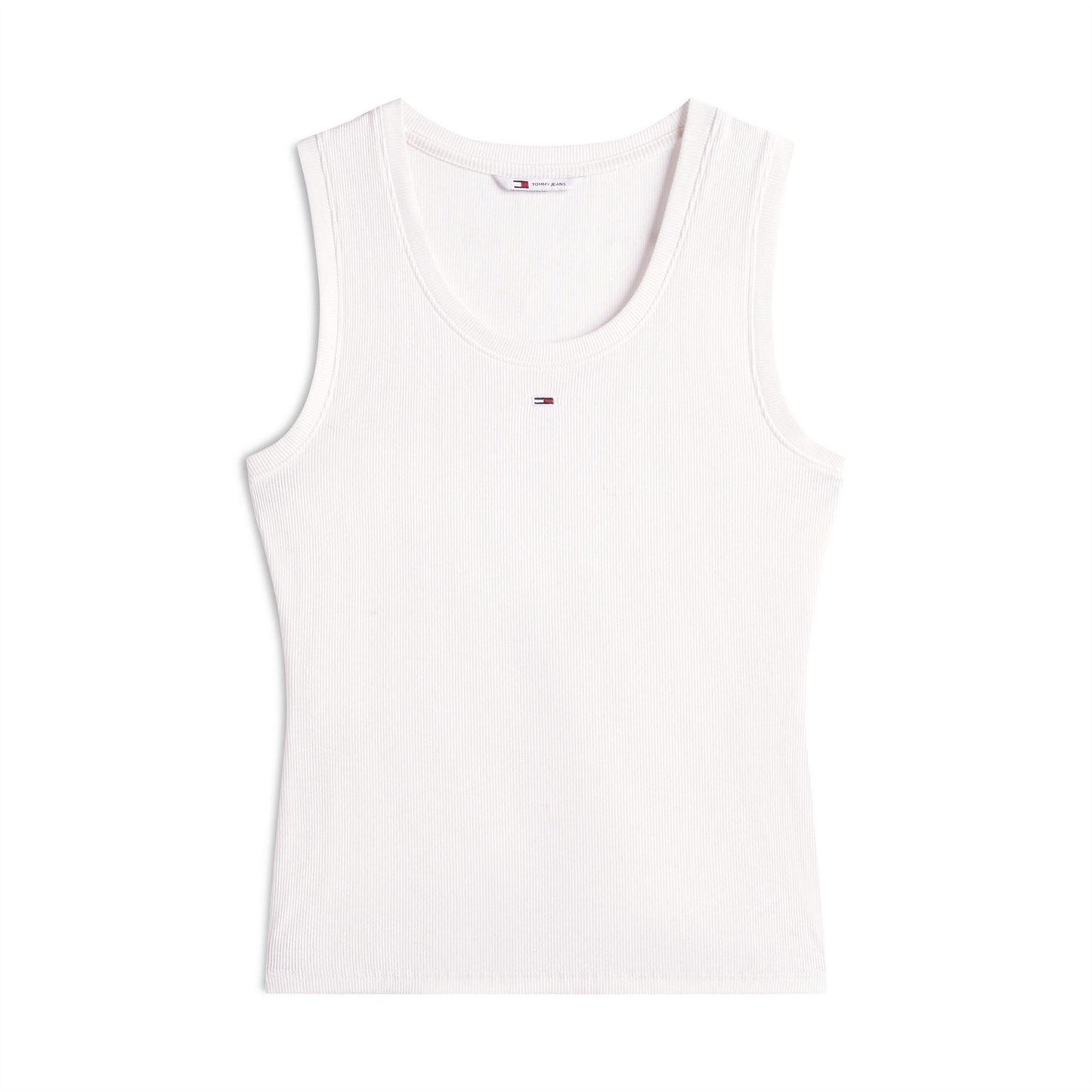 Ecru - Front - Tommy Jeans Womens-Ladies Cotton Tank Top
