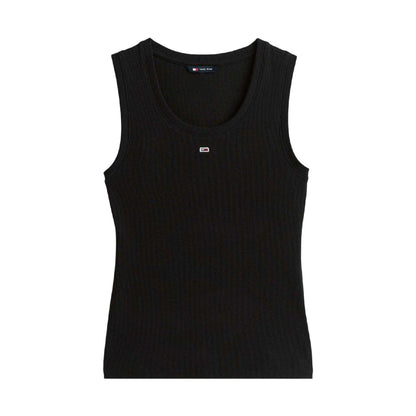 Black - Front - Tommy Jeans Womens-Ladies Cotton Tank Top