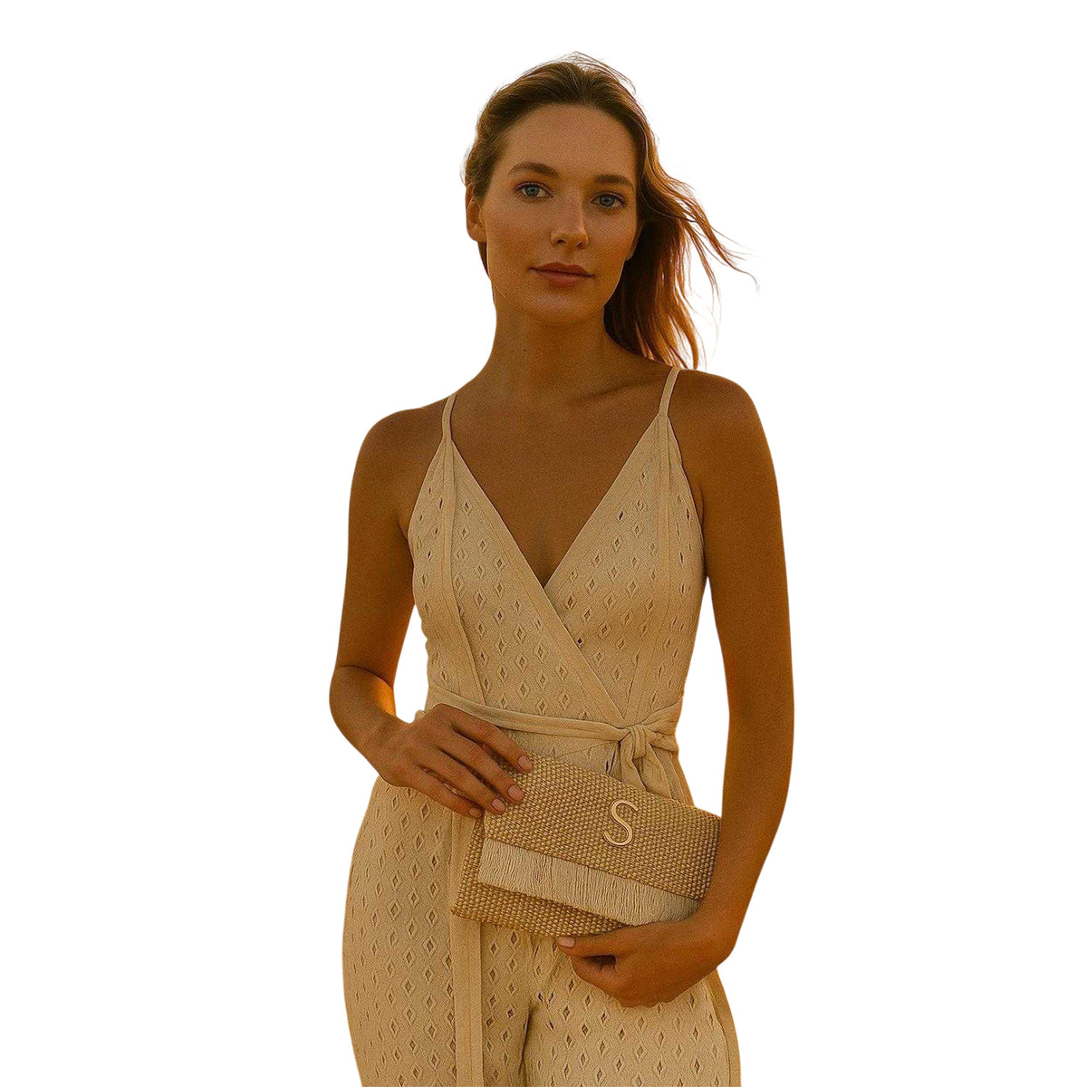 Beige - Back - Sorena Harites Clutch Bag