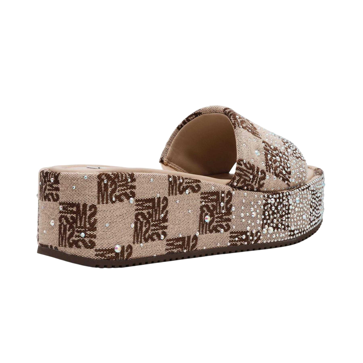 Brown - Lifestyle - Steve Madden Womens-Ladies Rhinestone Flatform Sandals