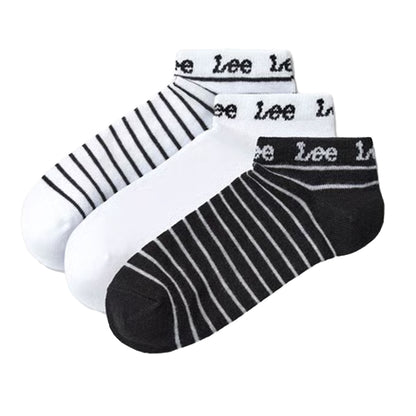 White-Black - Back - Lee Unisex Adult Trainers Liner Socks (Pack of 3)