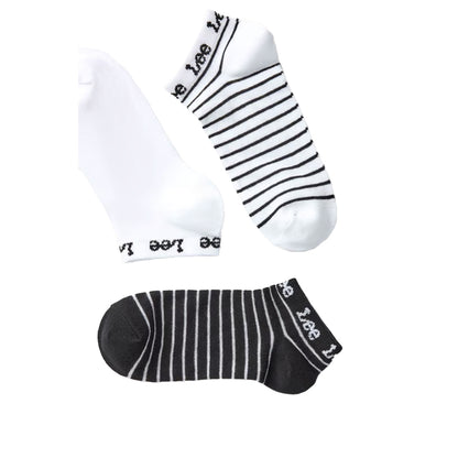 White-Black - Side - Lee Unisex Adult Trainers Liner Socks (Pack of 3)