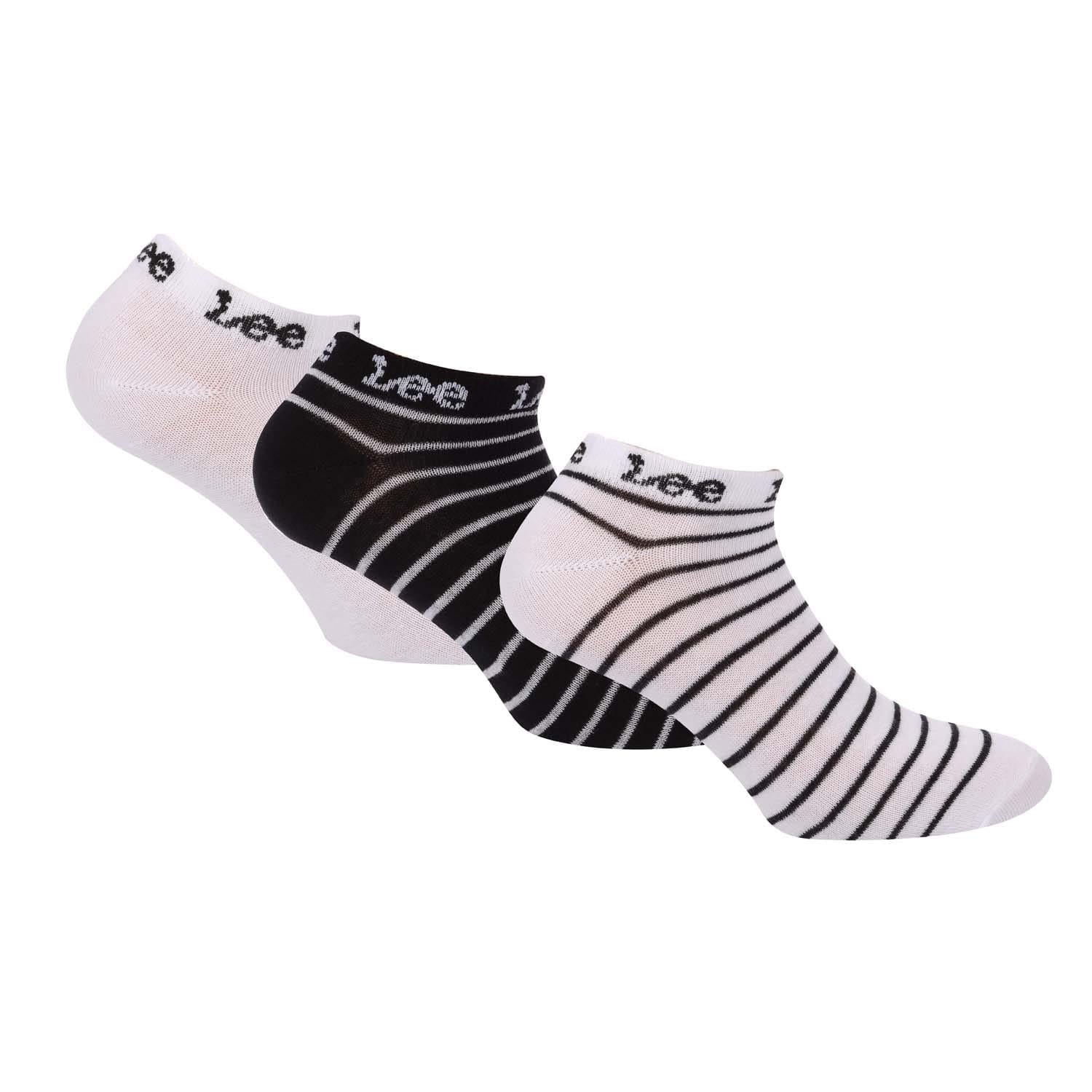 White-Black - Front - Lee Unisex Adult Trainers Liner Socks (Pack of 3)