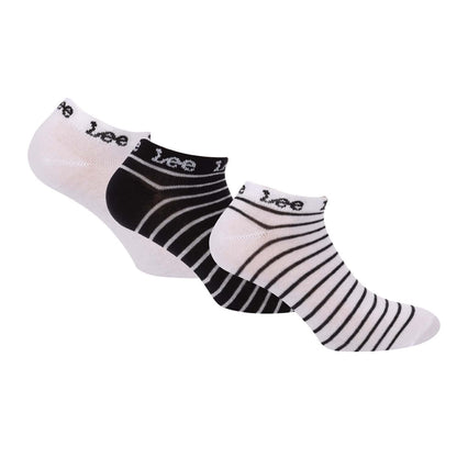 White-Black - Front - Lee Unisex Adult Trainers Liner Socks (Pack of 3)
