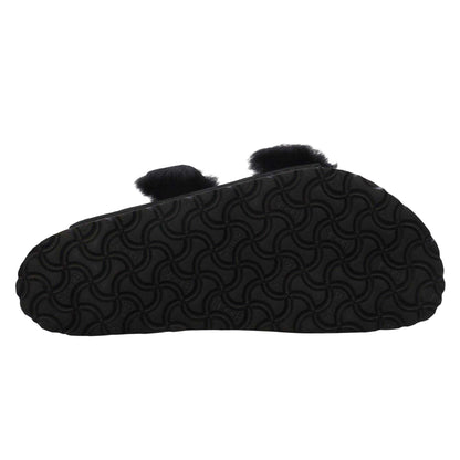 Black - Side - Birkenstock Womens-Ladies Arizona Dual Straps Suede Flat Sandals