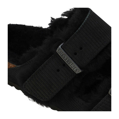 Black - Lifestyle - Birkenstock Womens-Ladies Arizona Dual Straps Suede Flat Sandals