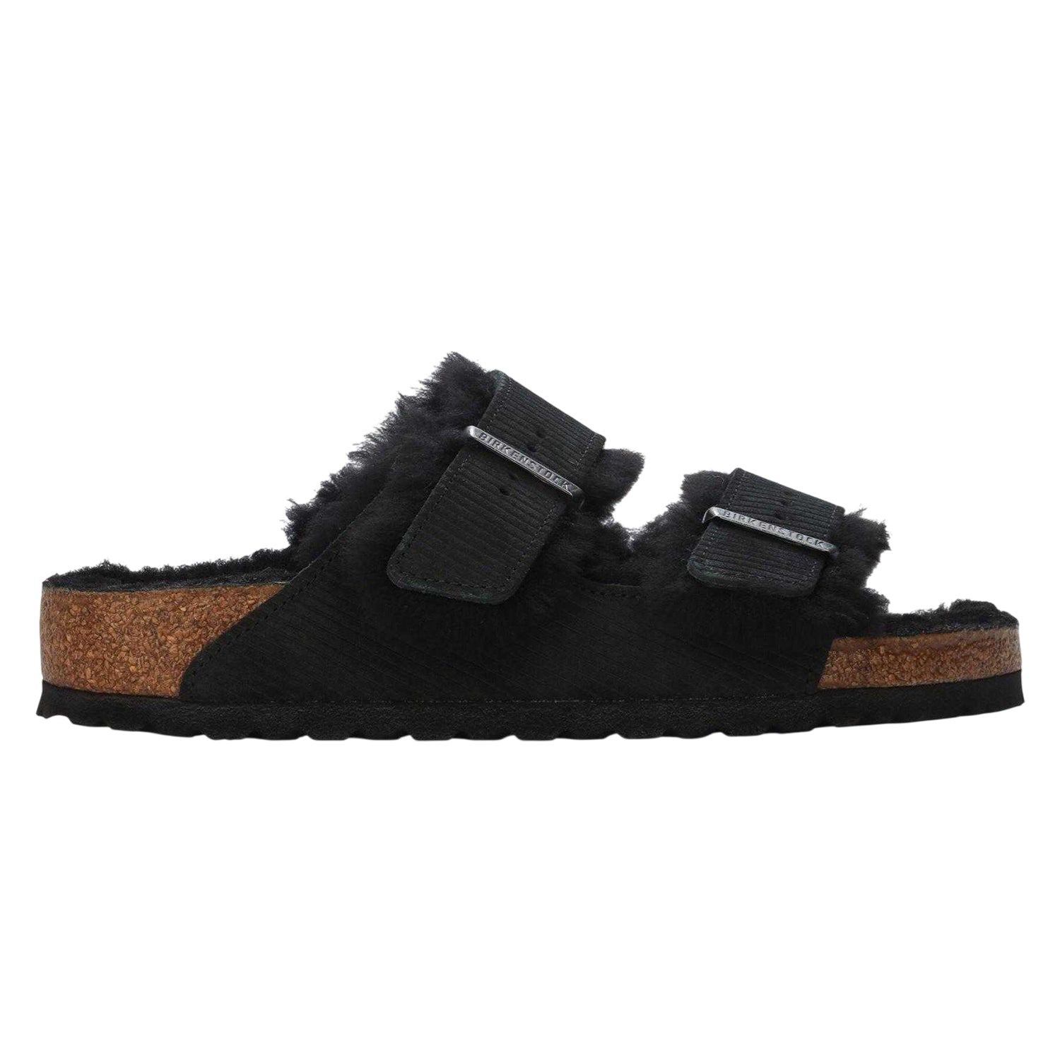 Black - Front - Birkenstock Womens-Ladies Arizona Dual Straps Suede Flat Sandals
