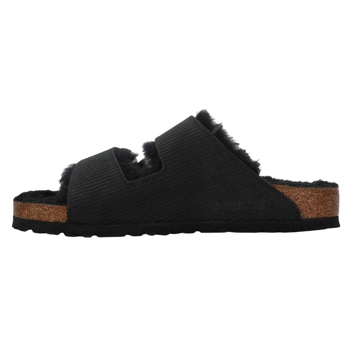 Black - Back - Birkenstock Womens-Ladies Arizona Teddy Bear Flat Sandals