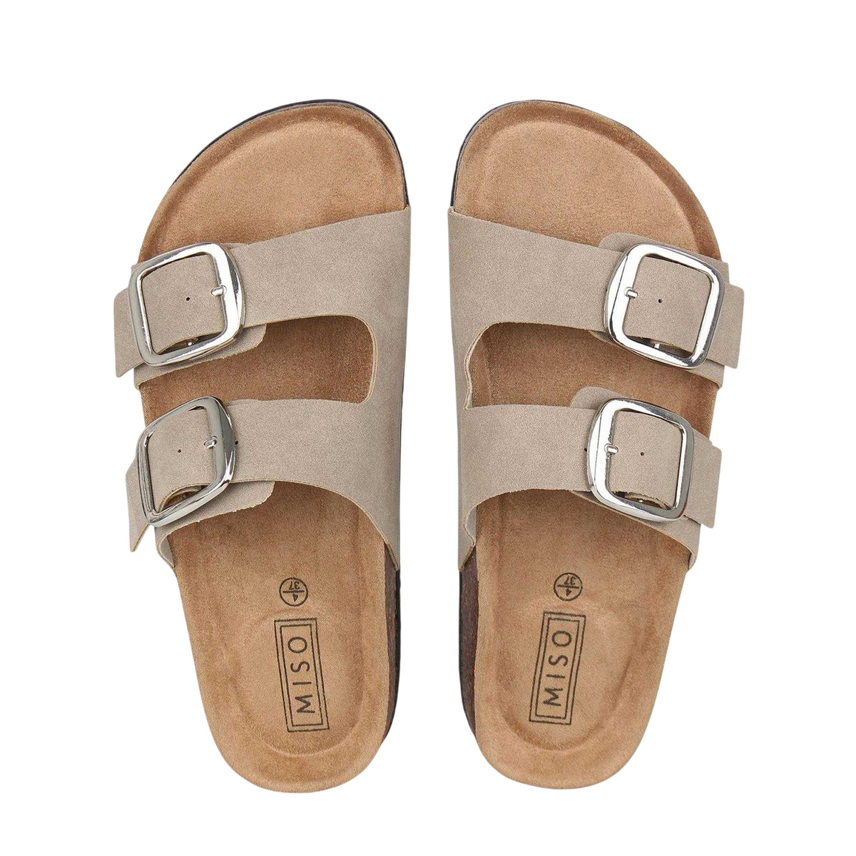 Taupe - Side - Miso Womens-Ladies Suede Sandals