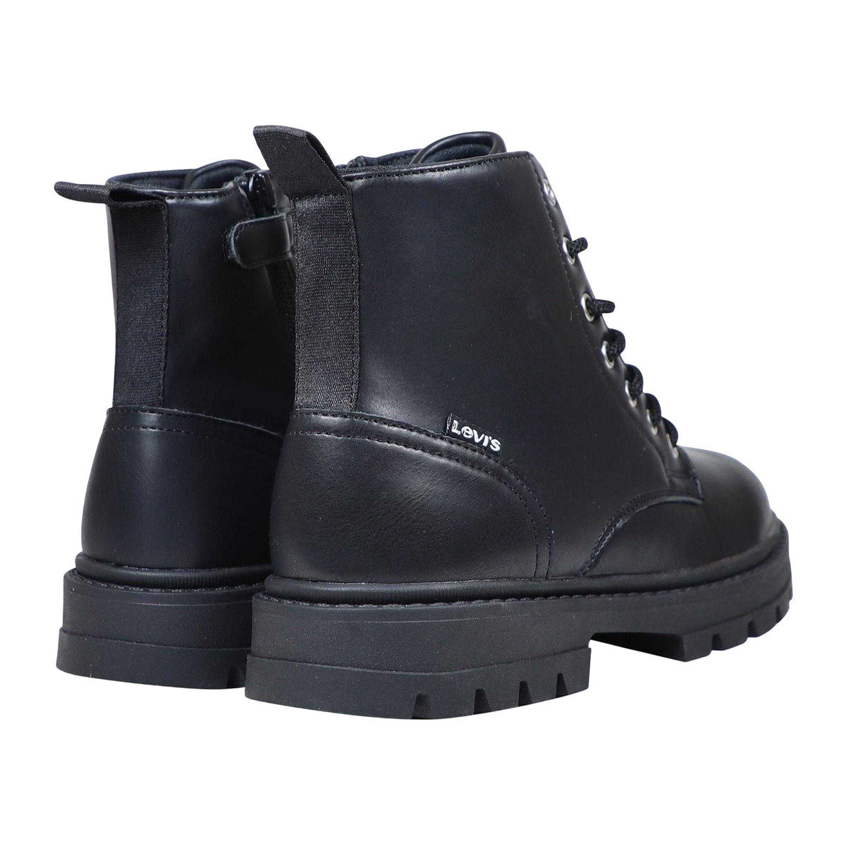 Black - Back - Levis Childrens-Kids Pasadena Biker Boots