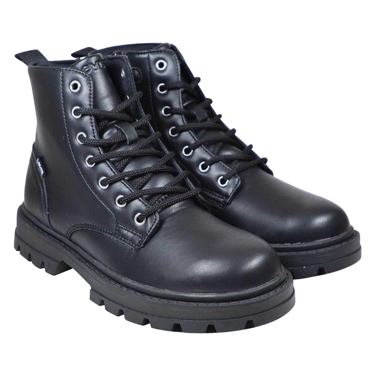 Black - Pack Shot - Levis Childrens-Kids Pasadena Biker Boots
