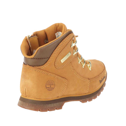 Wheat - Back - Timberland Boys Euro Rock Nubuck Waterproof Mid Boots